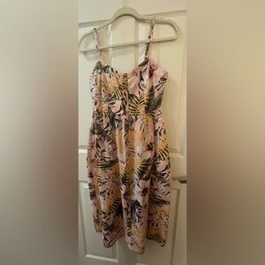 Lascana tropical floral jungle print linen blend dress size medium